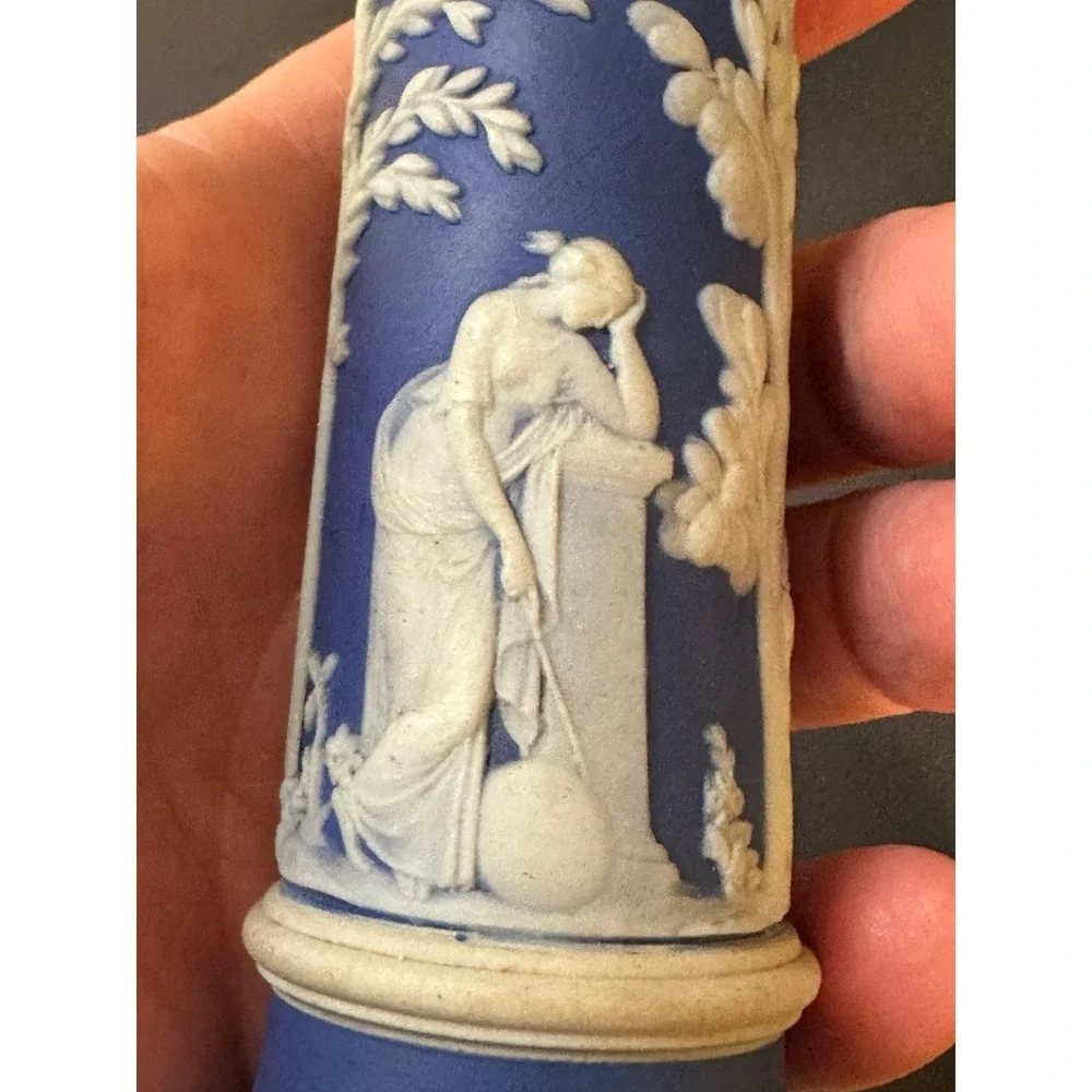Wedgwood Dark Blue Jasperware Candlestick 7